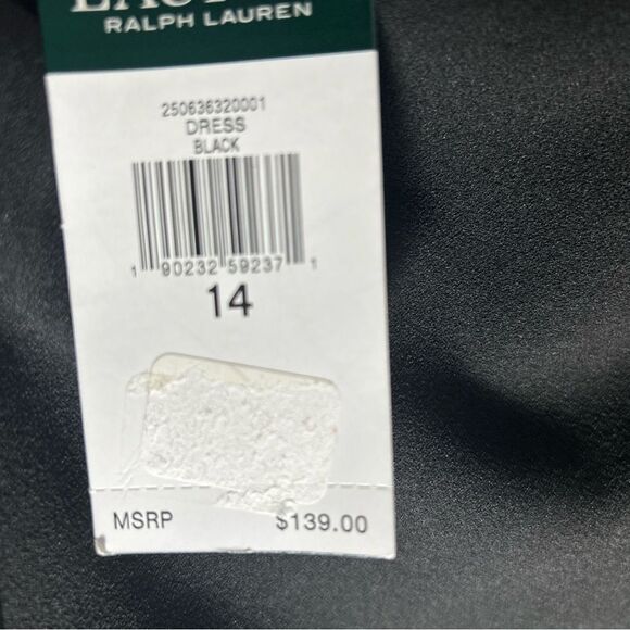 NWT LAUREN Ralph Lauren Isaak Crepe Keyhole Dress Sz 14 Solid Black Long Sleeve - Picture 10 of 10